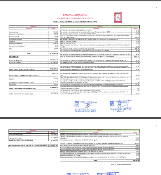 Rendición de cuentas 2022 - Setiembre