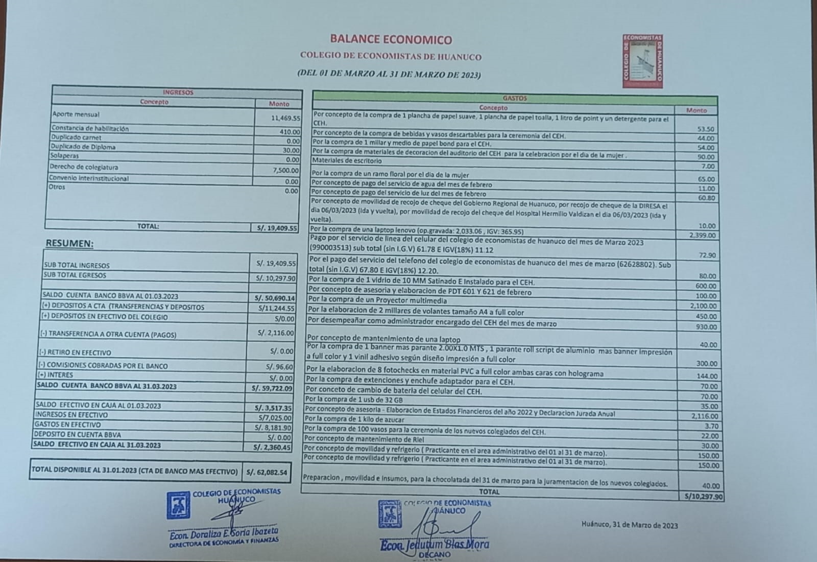 Rendición de cuentas 2023 - Marzo