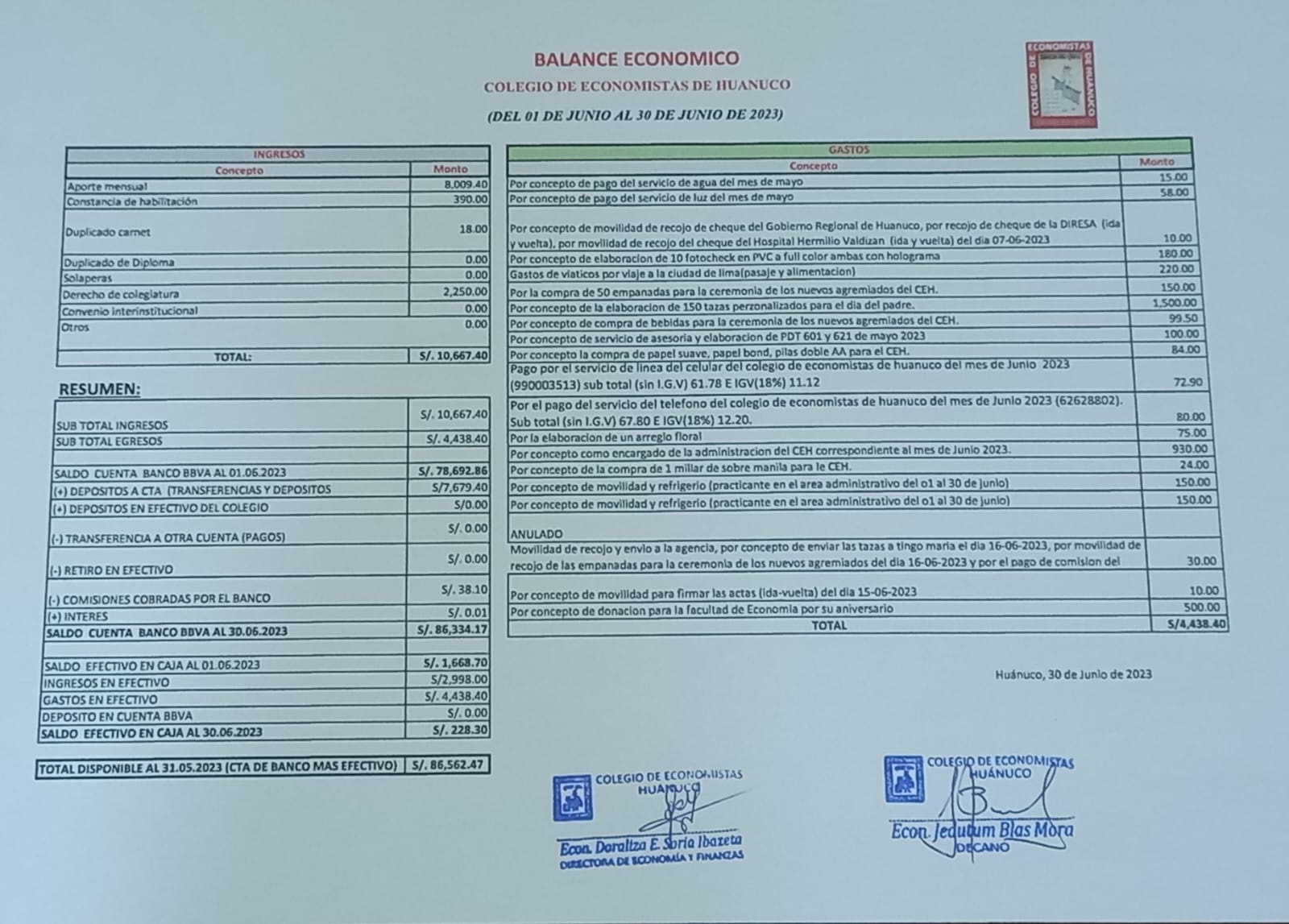 Rendición de cuentas 2023 - Junio