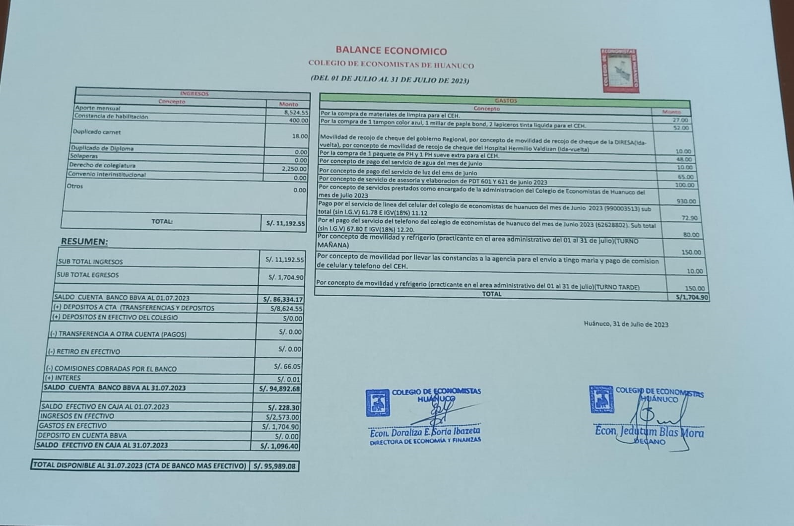 Rendición de cuentas 2023 - Julio