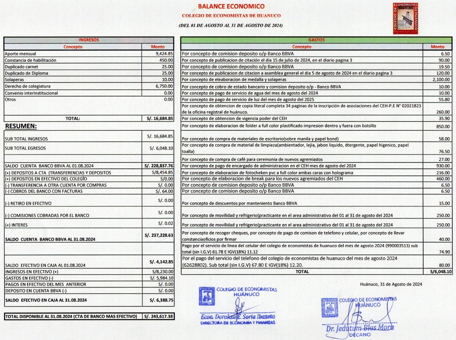 Rendición de cuentas 2024 - Agosto