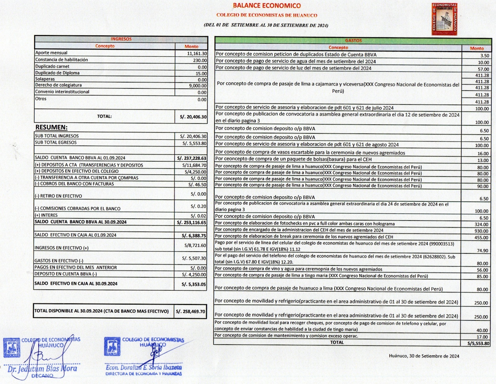 Rendición de cuentas 2024 - Setiembre