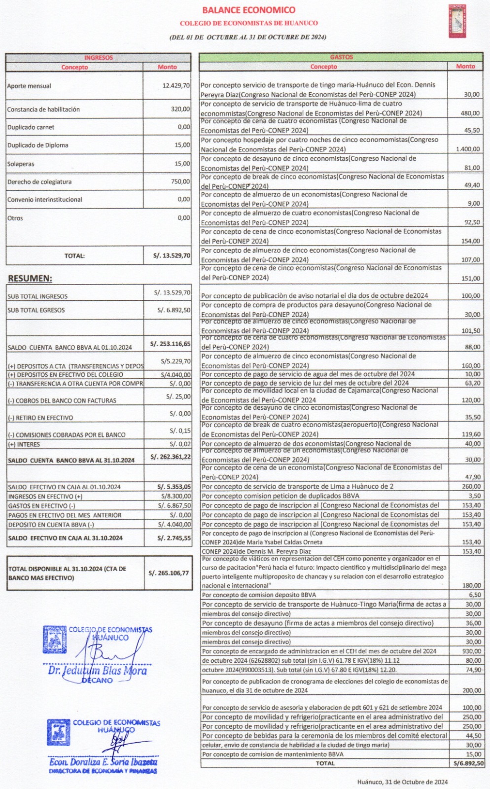 Rendición de cuentas 2024 - Octubre