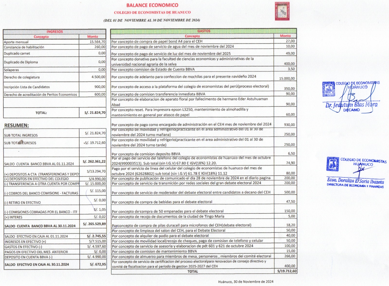 Rendición de cuentas 2024 - Noviembre